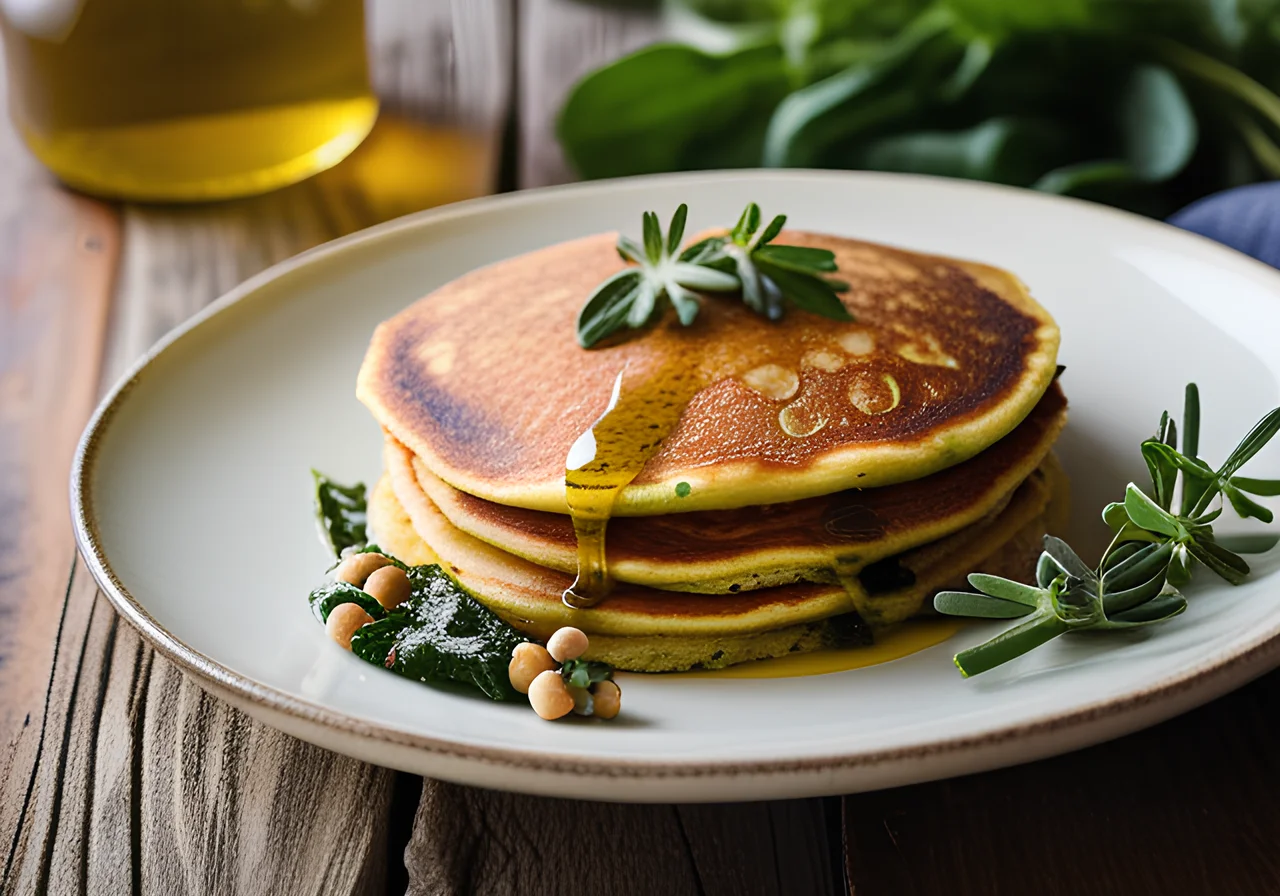Chickpea Flour Pancakes with Swiss Chard