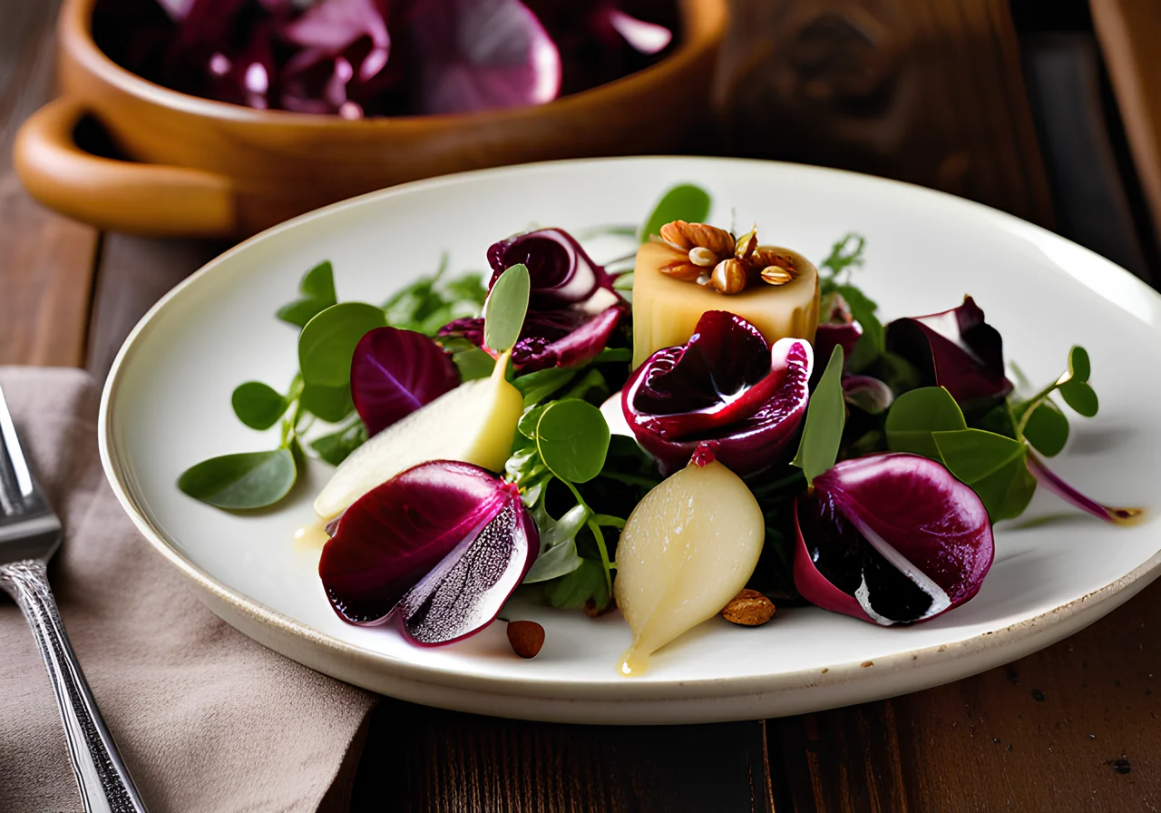 Radicchio Pear Salad with Hazelnut Vinaigrette