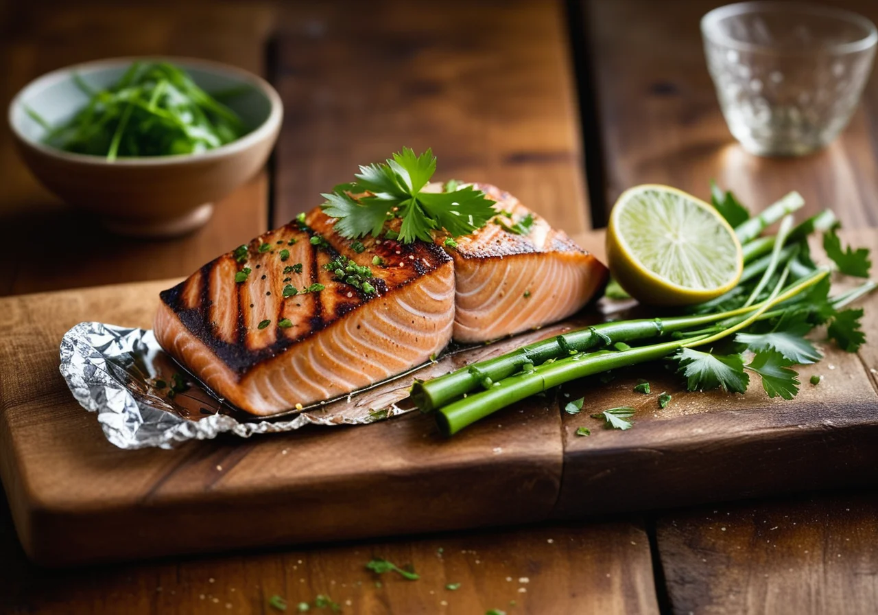 Grilled Salmon in Foil with Lemongrass and Chili