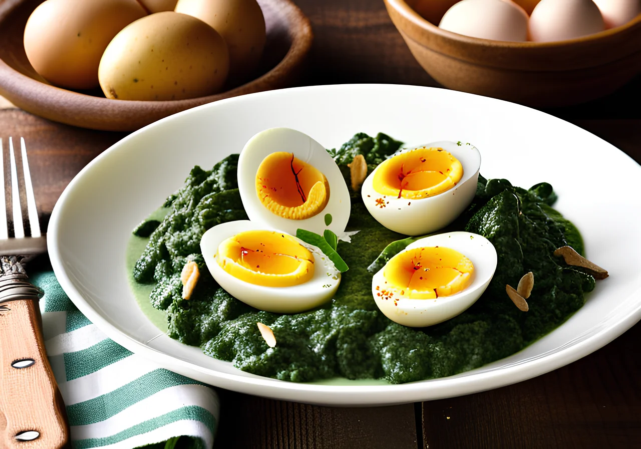 Eggs with Spinach Sauce