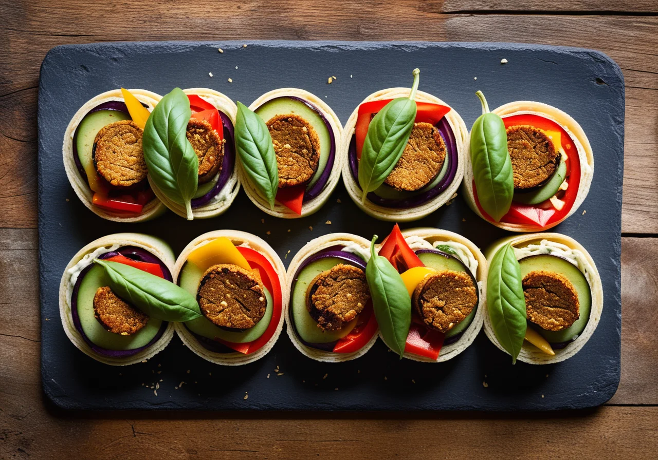 Small Wraps with Bell Pepper and Eggplant
