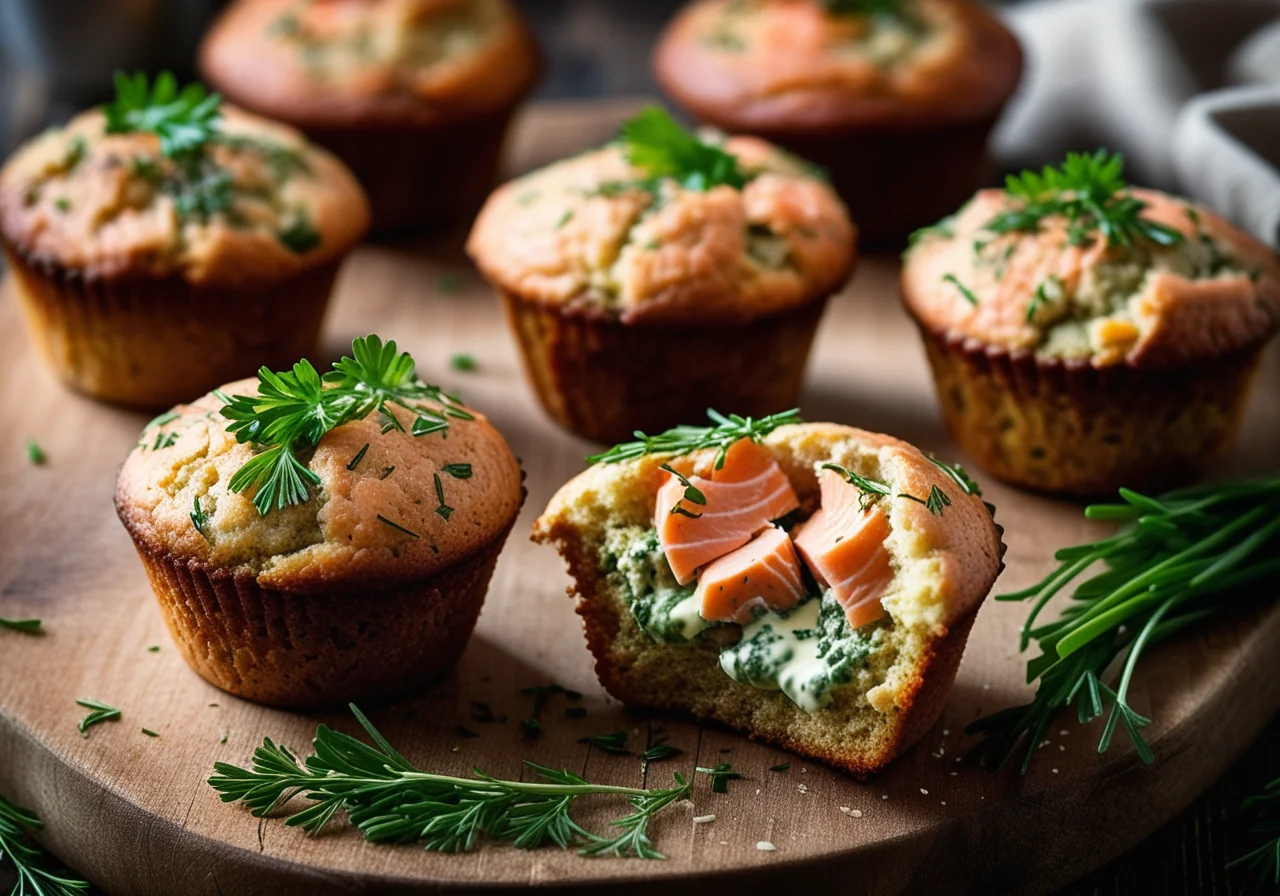 Salmon Muffins with Dill and Watercress