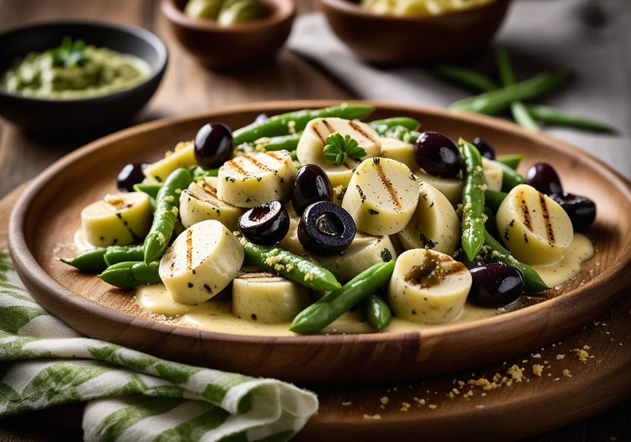 Pesto Gnocchi with Beans, Olives and Chicken