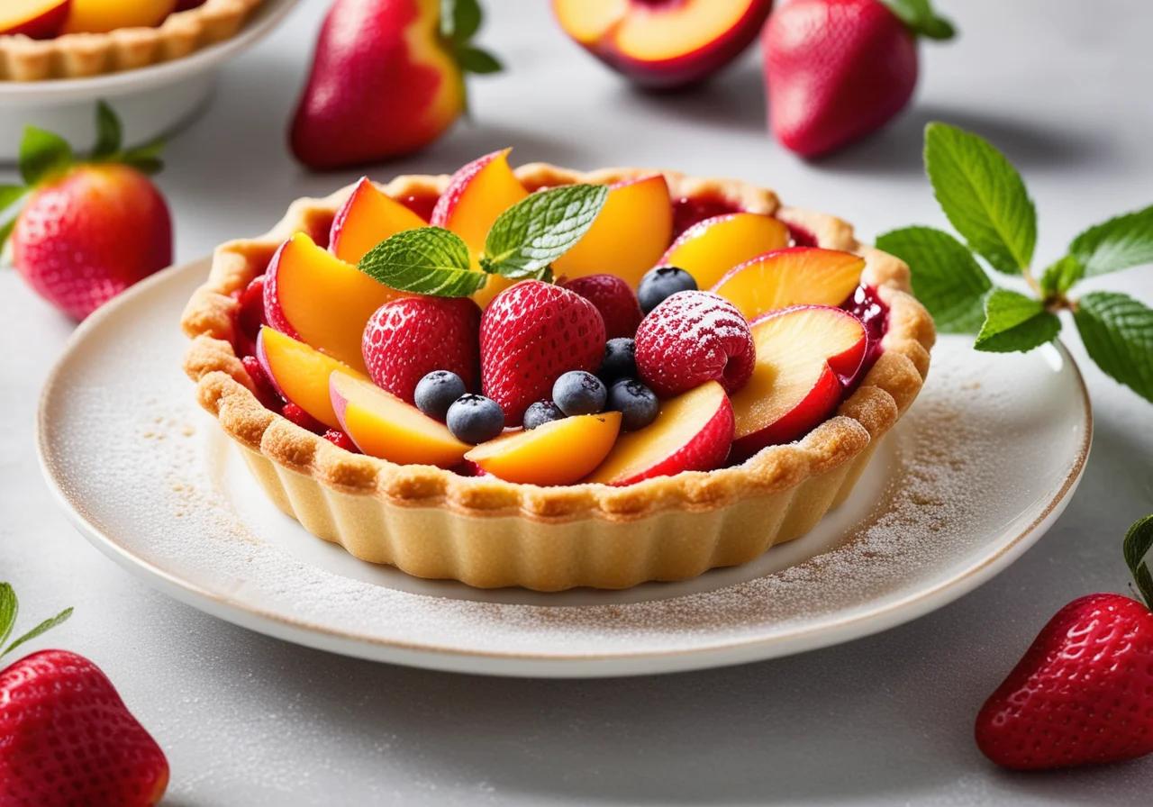 Fruit Tartlets with Peach, Berries and Cream