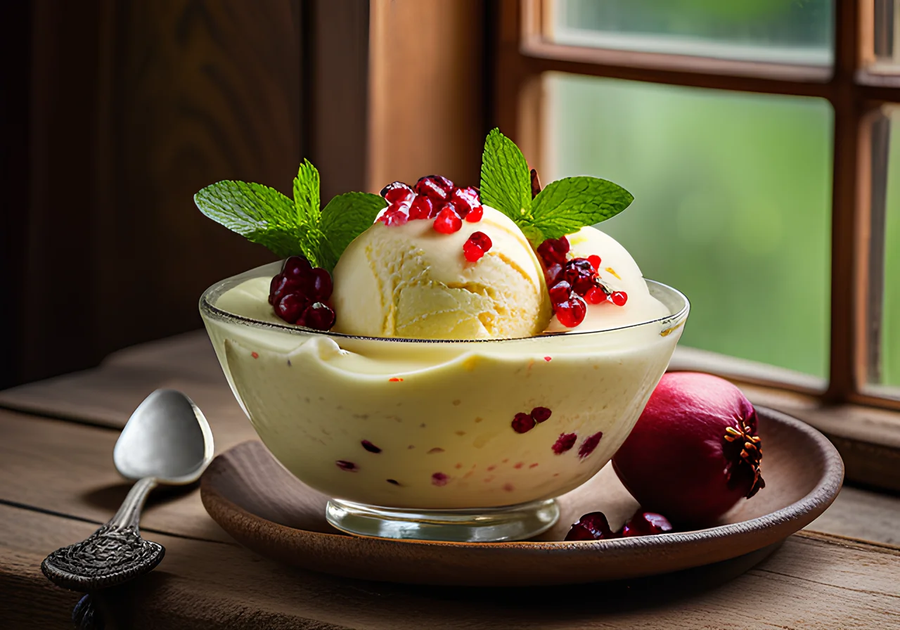 Yogurt Ice Cream with Pomegranate