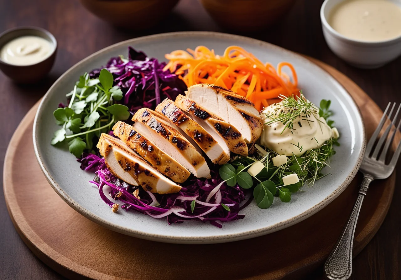 Chicken with Sesame Crust and Red Cabbage Salad