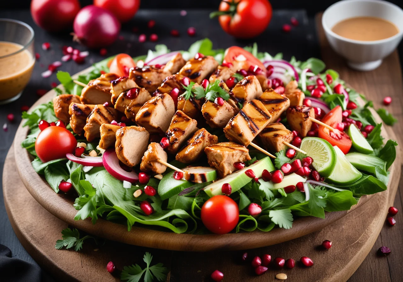 Chicken Satay with Colorful Salad