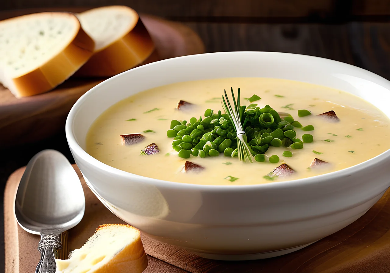 Cheese Potato Soup and Toasted Bread