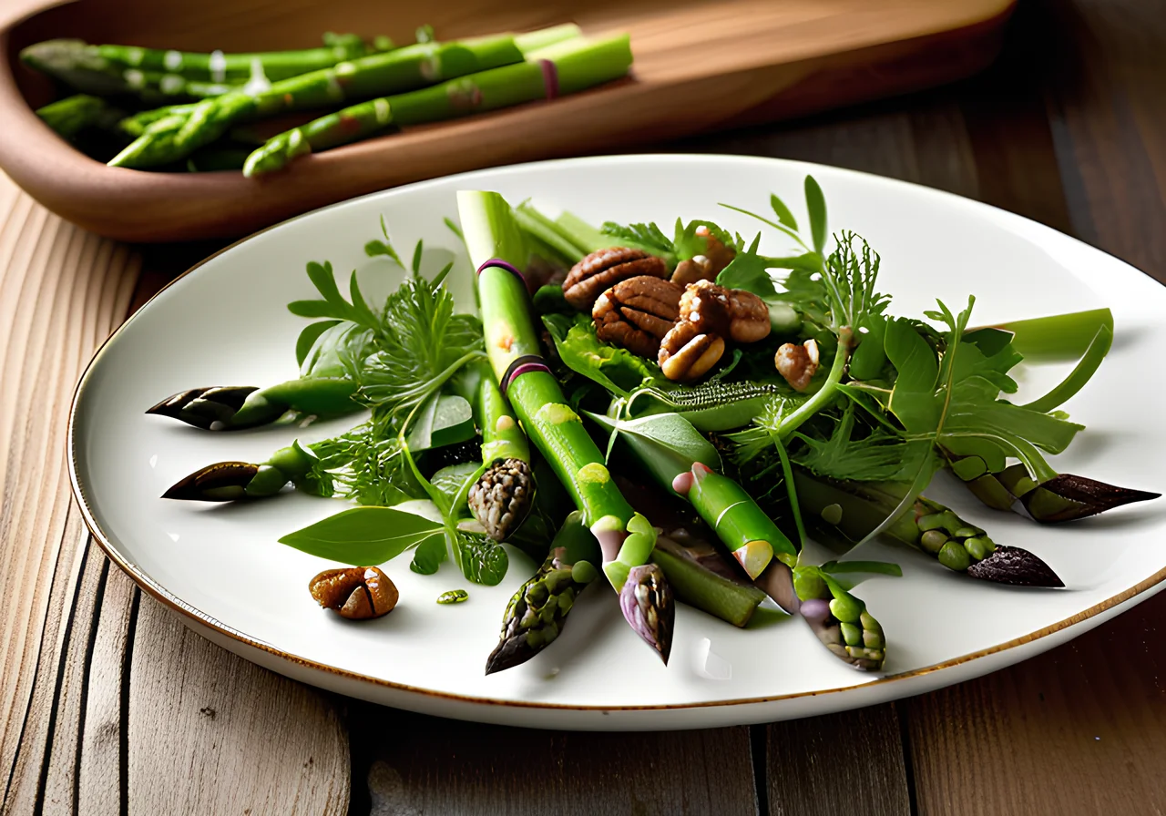 Asparagus Salad with Watercress and Walnut Vinaigrette