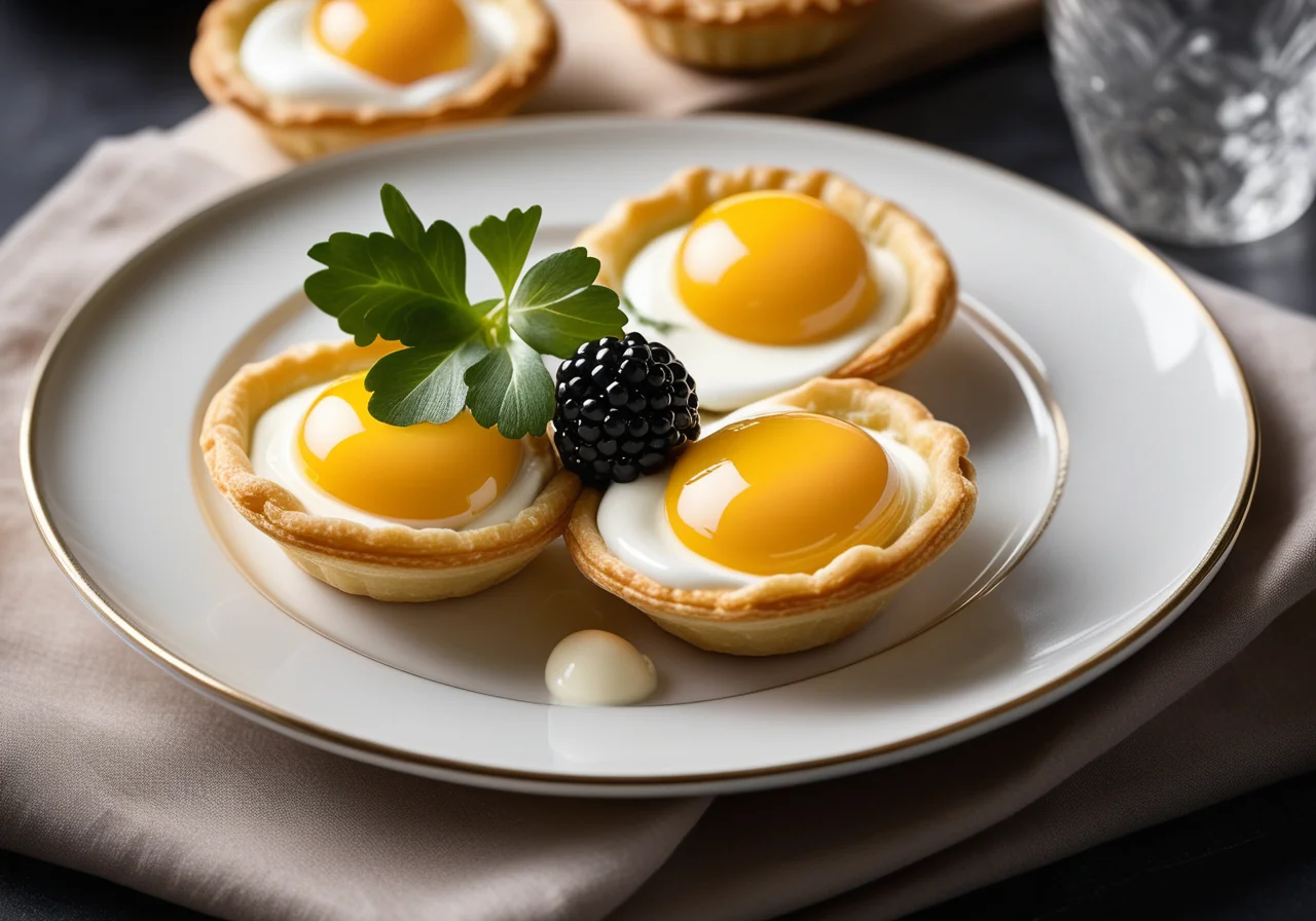 Small Puff Pastry with Eggs and Watercress