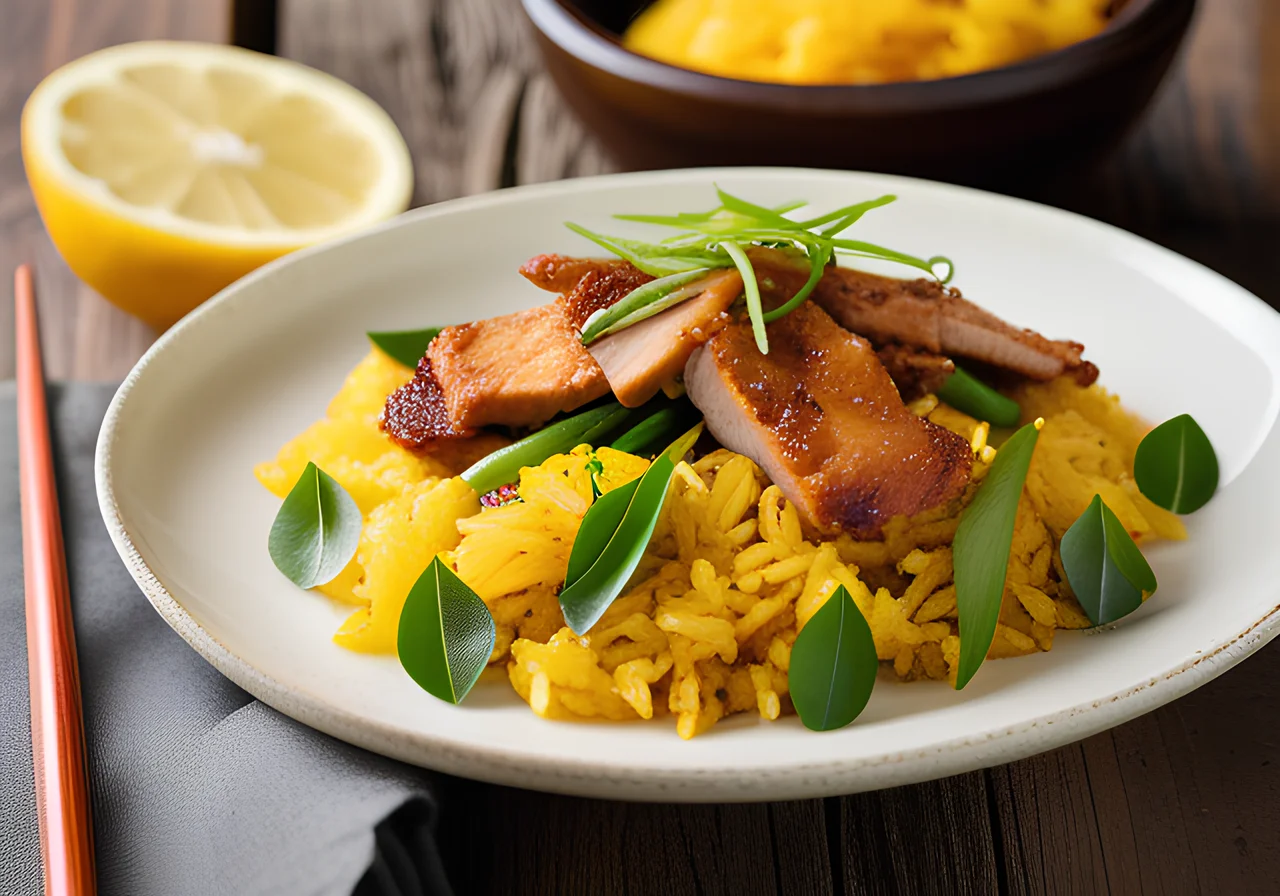 Turkey Strips Over Fried Rice