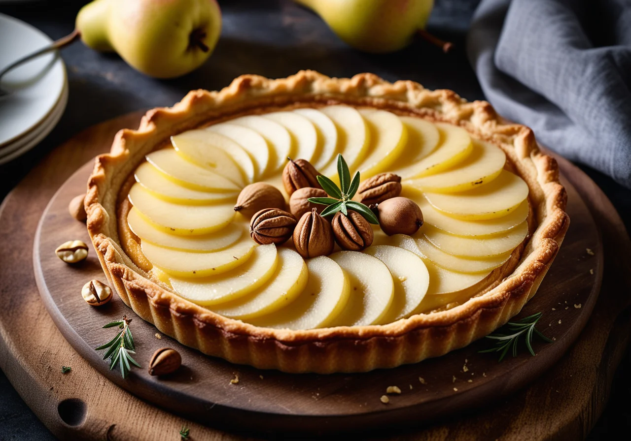 Cheese Pear Tart with Walnuts and Thyme