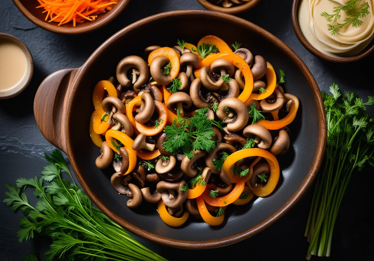 Mushrooms with Vegetables in Cream Sauce