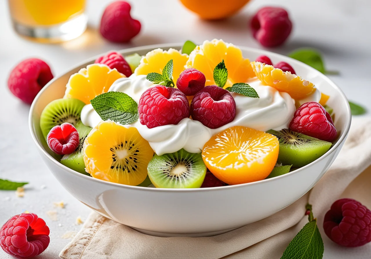 Cornflakes with Yogurt and Fruit Salad