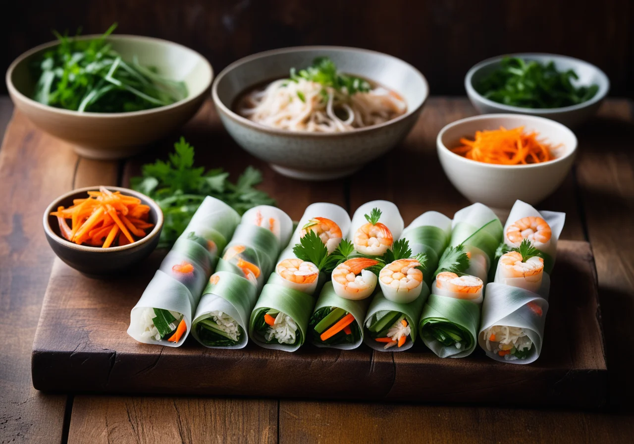 Thai-Style Rice Paper Rolls with Soy Sauce