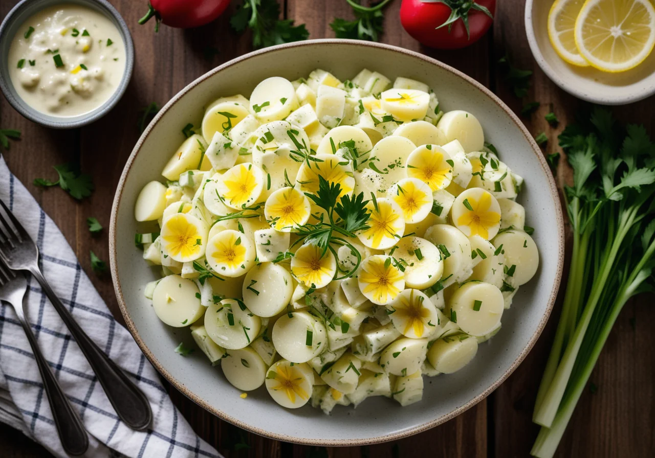Potato Salad with Celery Stalks and Chives