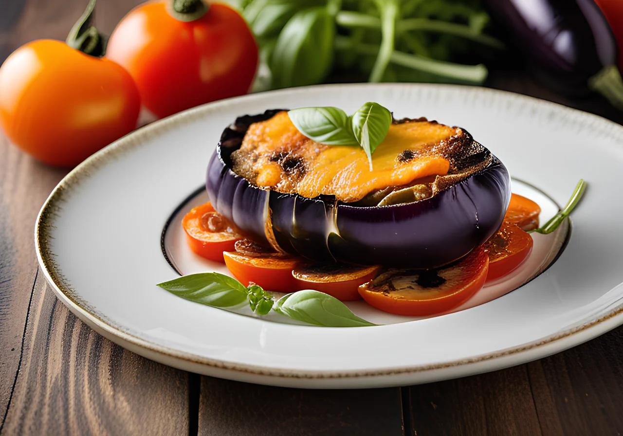 Eggplant Tomato Gratin with Mushrooms