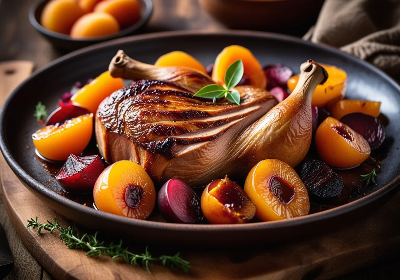 Goose Breast with Dried Apricots