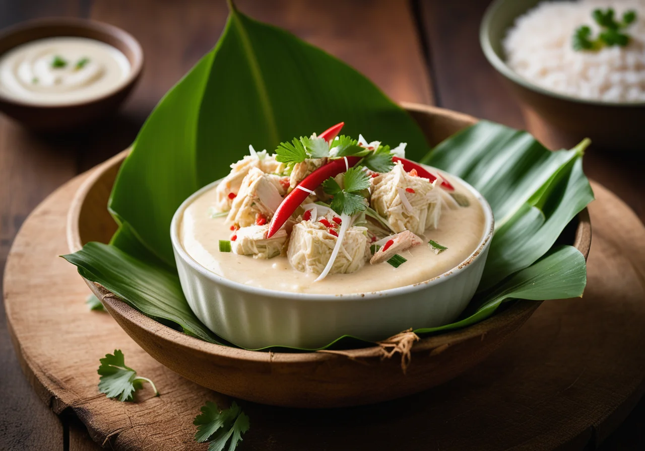 Crab Meat with Coconut Sauce in Banana Leaf