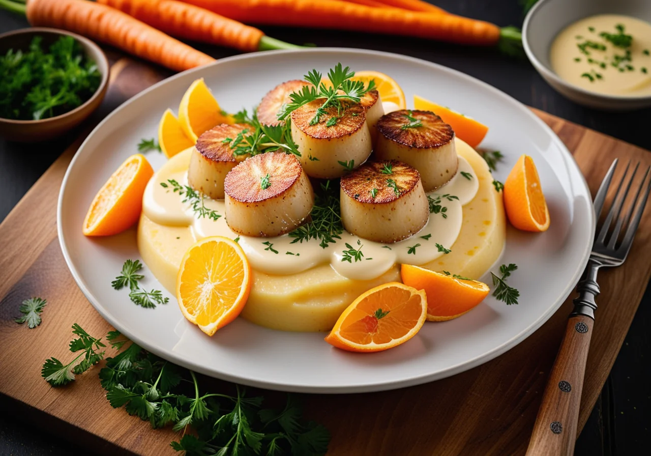 Scallop Fillets with Carrot Vegetable and Potatoes