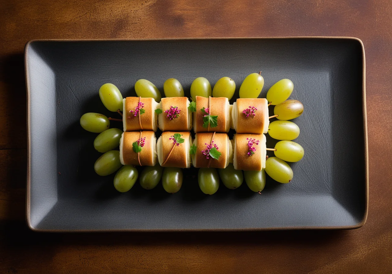 Fish Rolls with Grapes