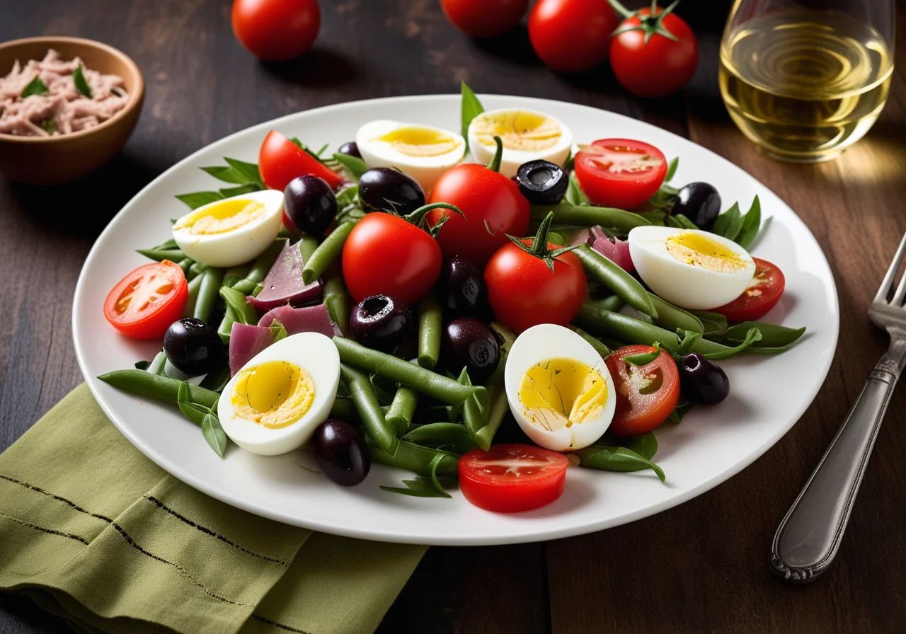 Nice Salad with Tuna, Anchovies and Green Beans
