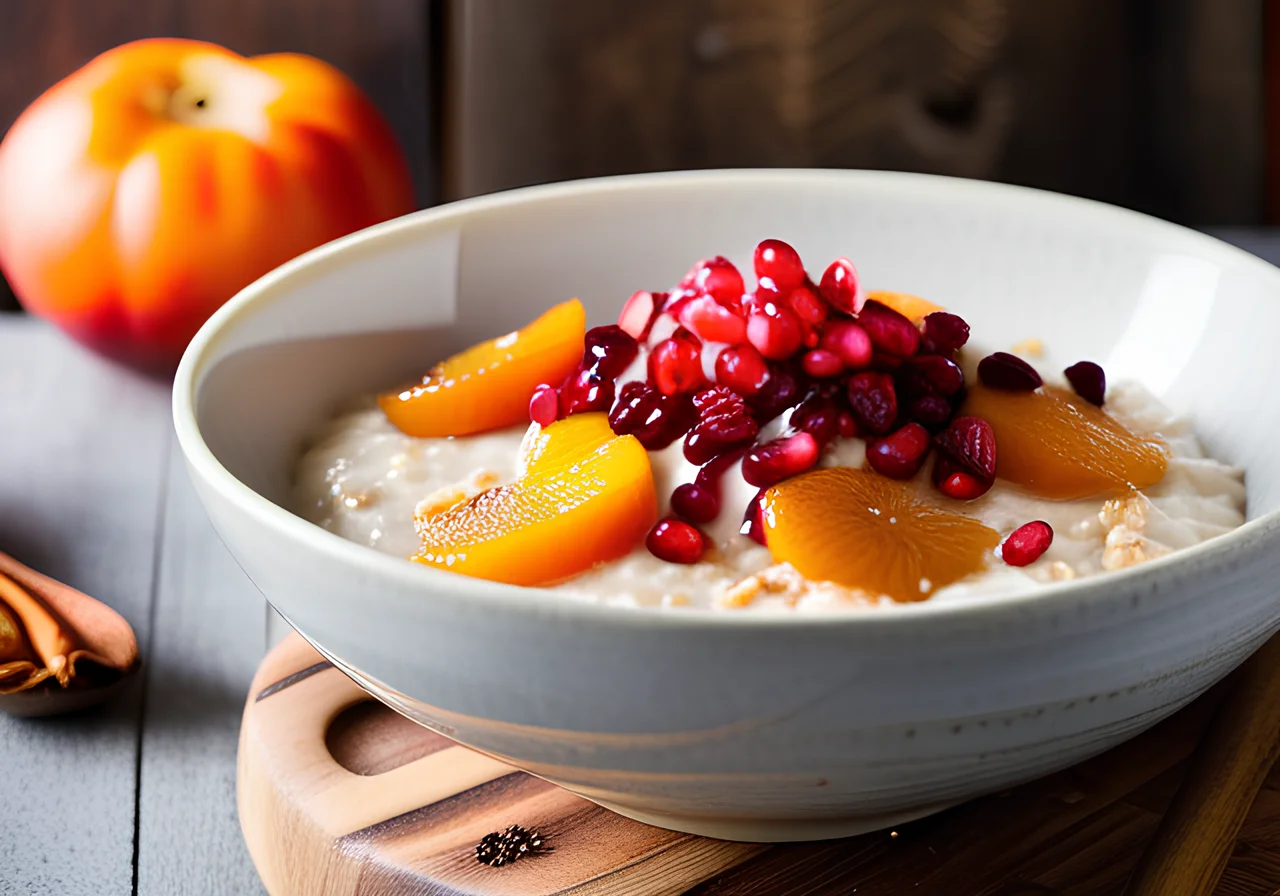 Porridge with Coconut, Persimmon and Pomegranate