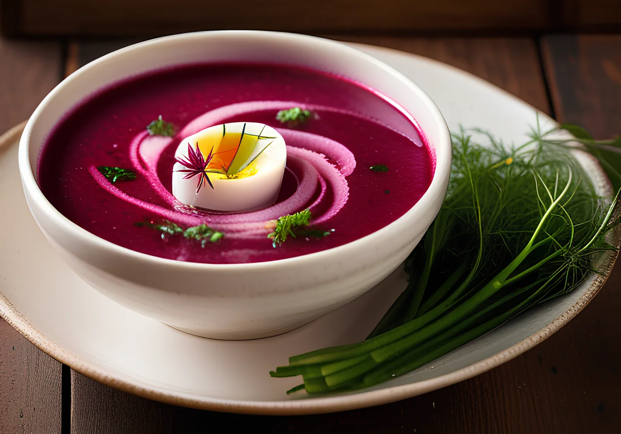 Beetroot Soup with Hard-Boiled Eggs