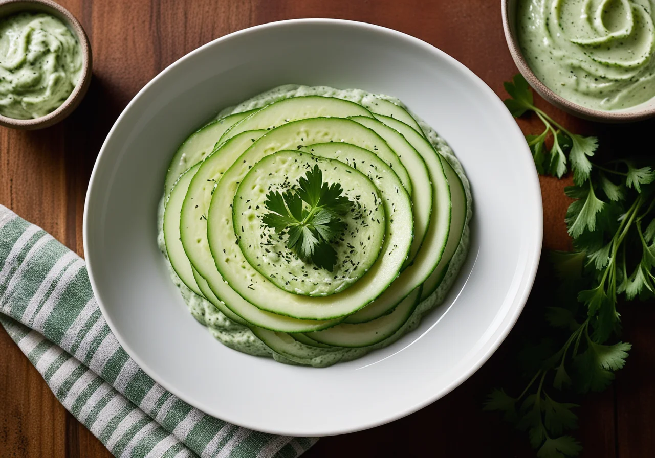 Herb Yeast Flakes Cream with Cucumber Slices