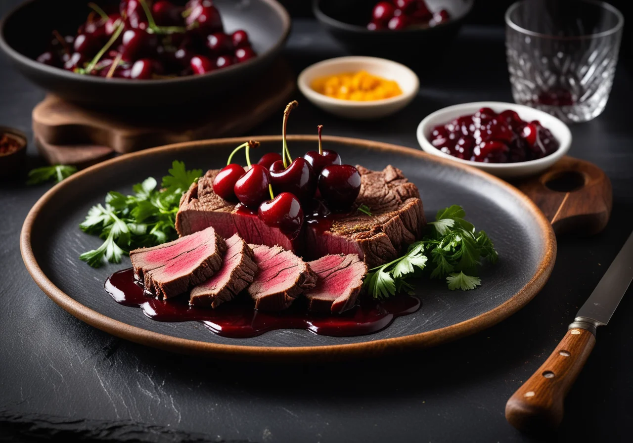 Venison Shoulder with Cherry Compote