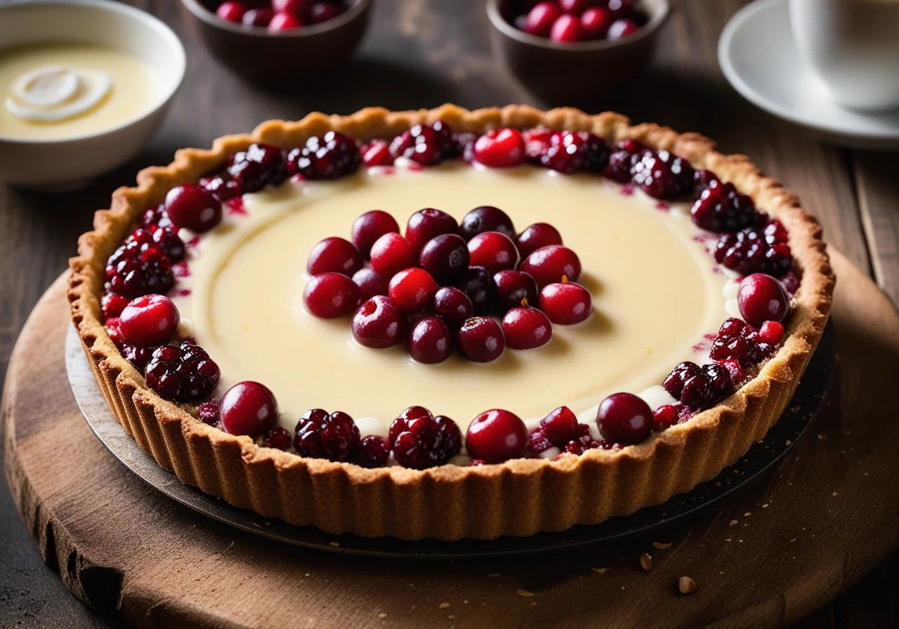 Quark Nut Tart with Cranberries