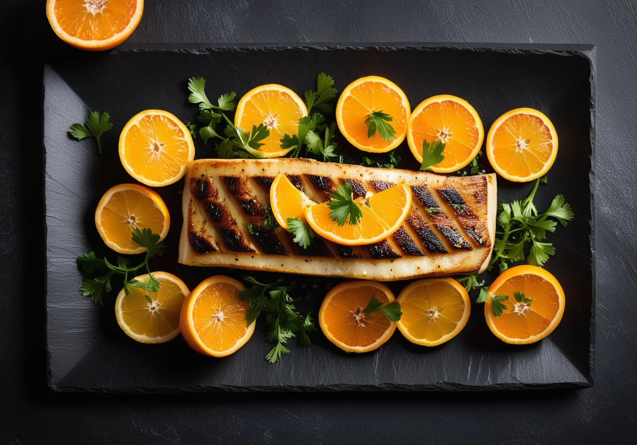 Grilled Sea Bass with Orange Fillets