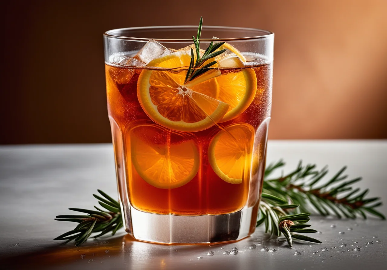 Cold Rooibos Tea with Orange Juice and Rosemary