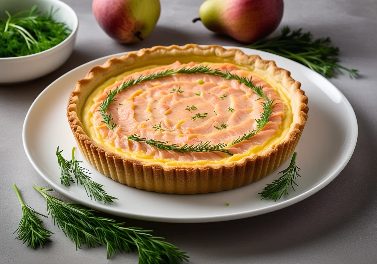Quiche with Salmon and Pears