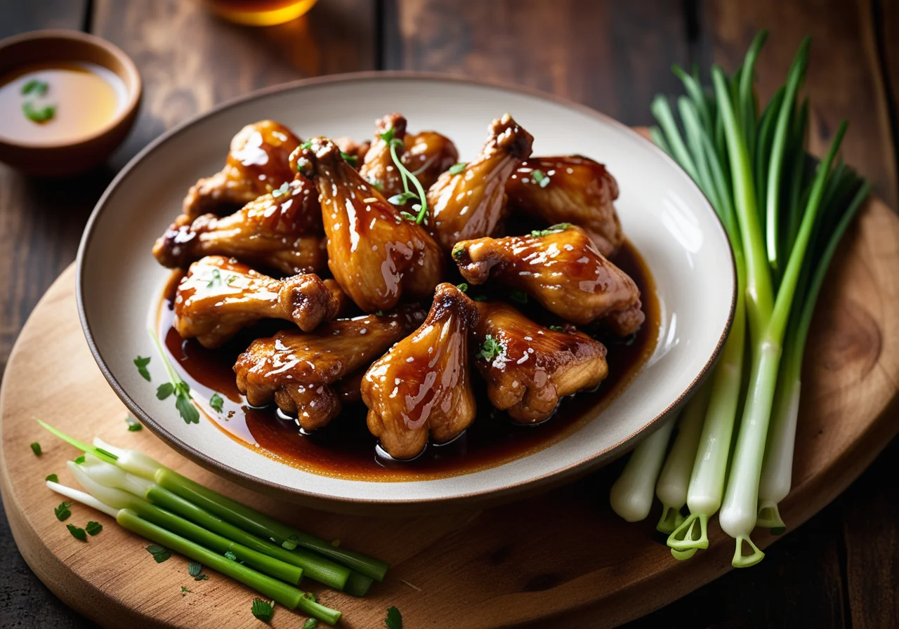Chicken Wings with Ginger, Garlic, Honey and Spring Onions