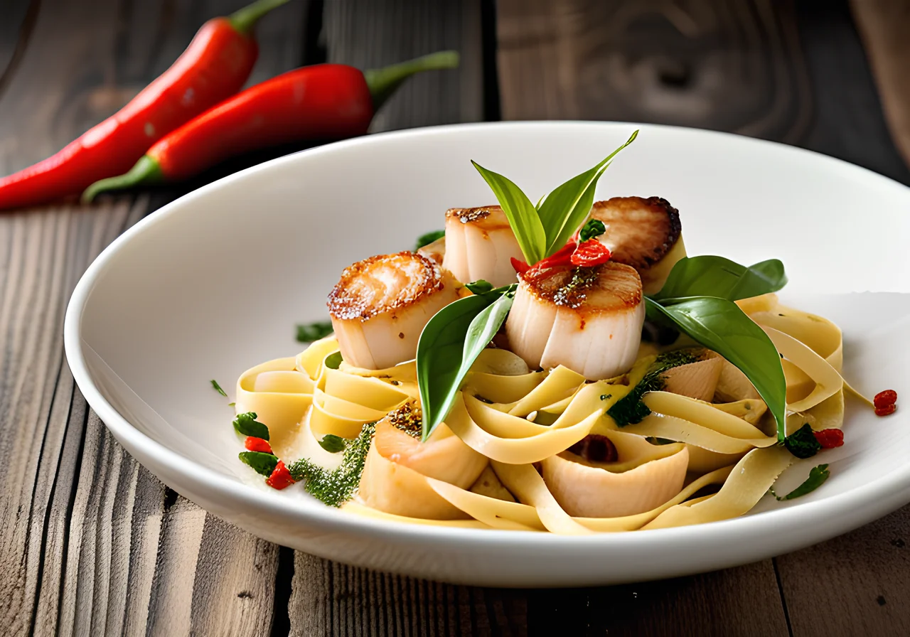 Tagliatelle with Pan‑Fried Scallops