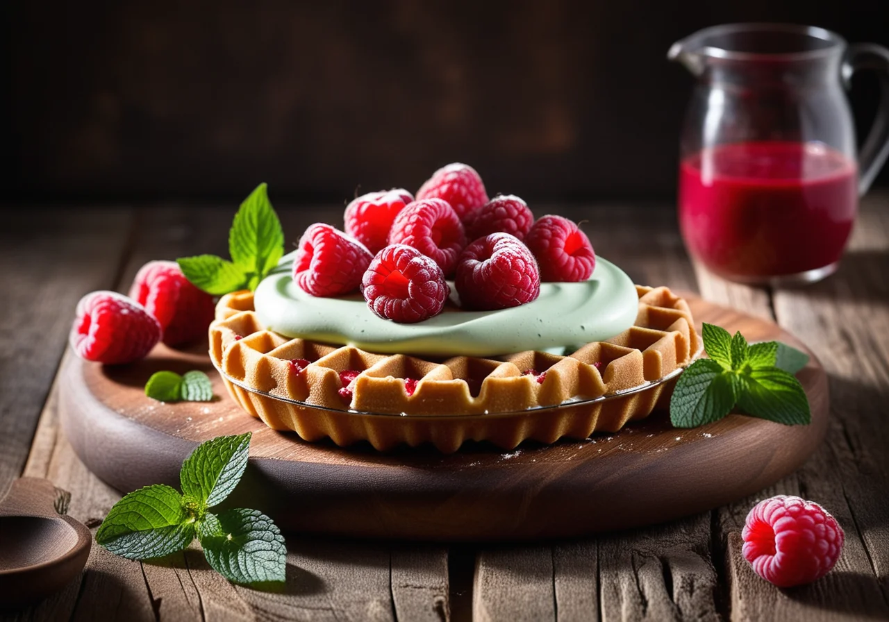 Quark Waffles with Raspberry Mousse