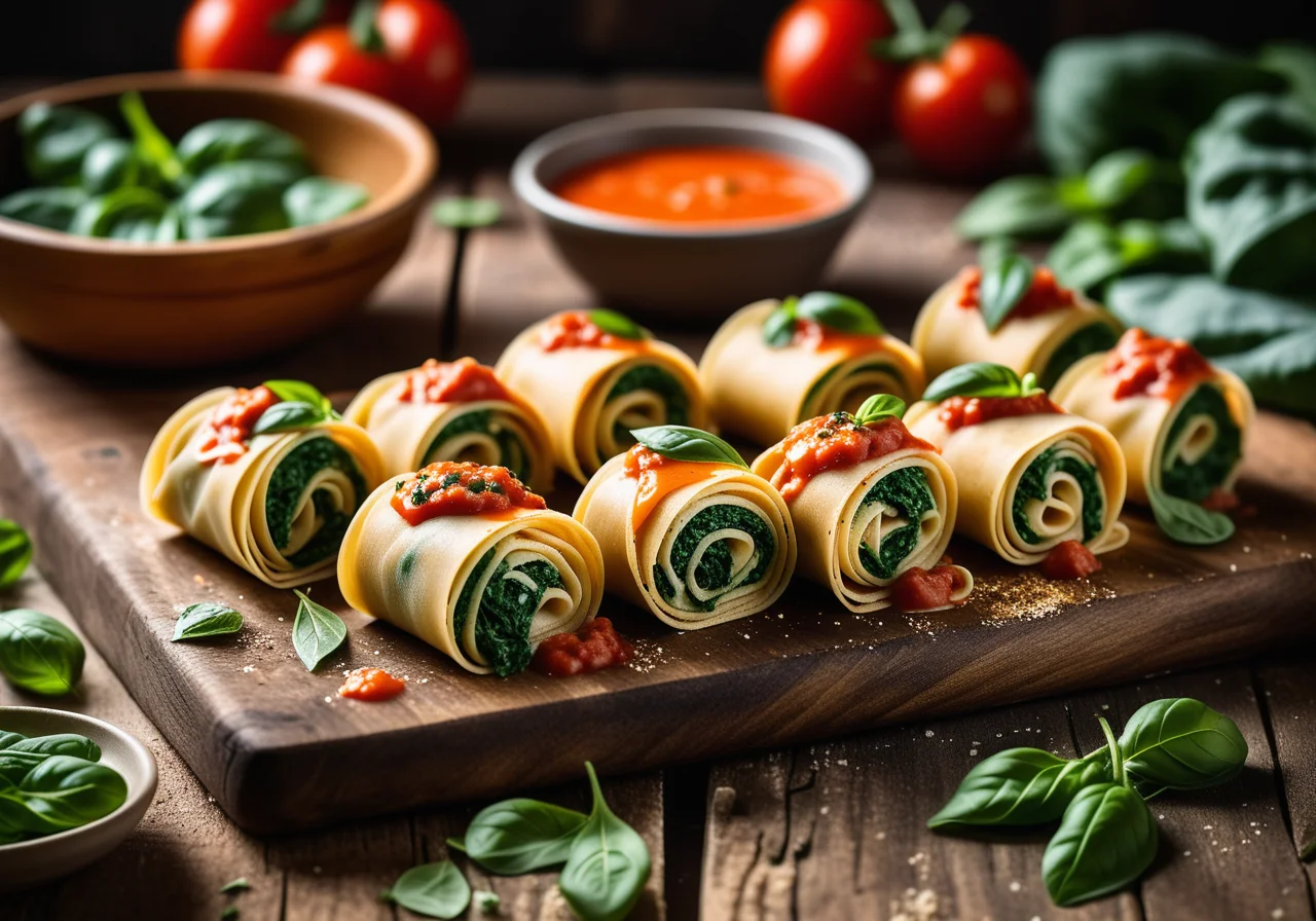 Spinach-Filled Pasta Rolls