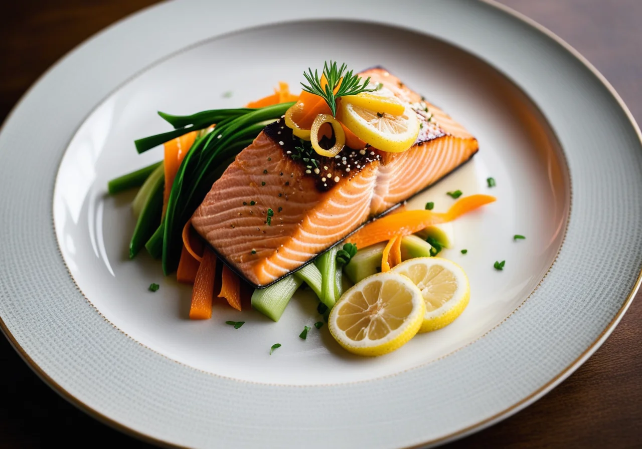 Salmon Fillets and Ginger Vegetables