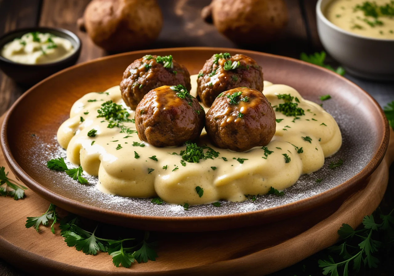 Klopse in Königsberger Style with Parsley Potatoes