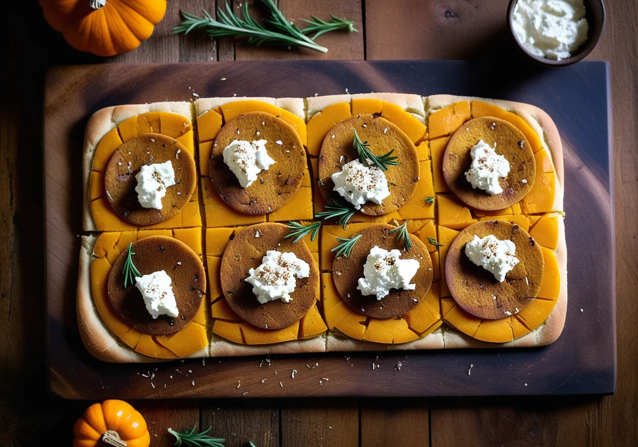 Vegetarian Pumpkin Flatbread with Leek