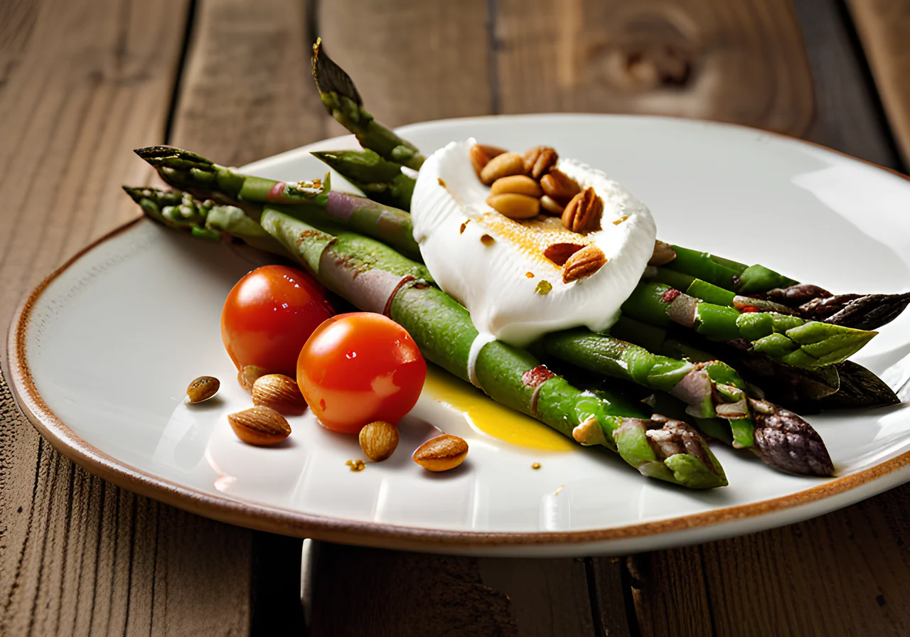 Green Asparagus with Burrata