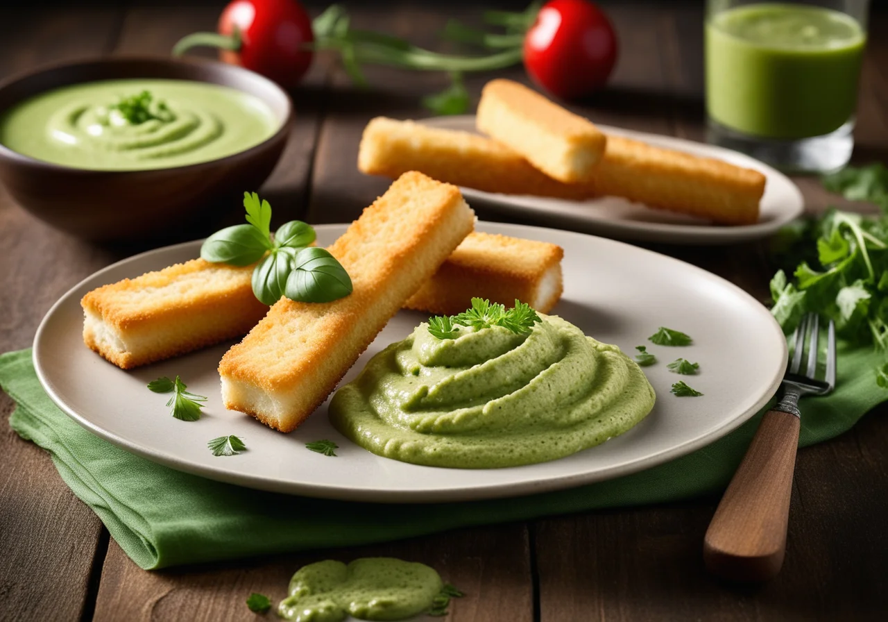 Fish fingers with green puree