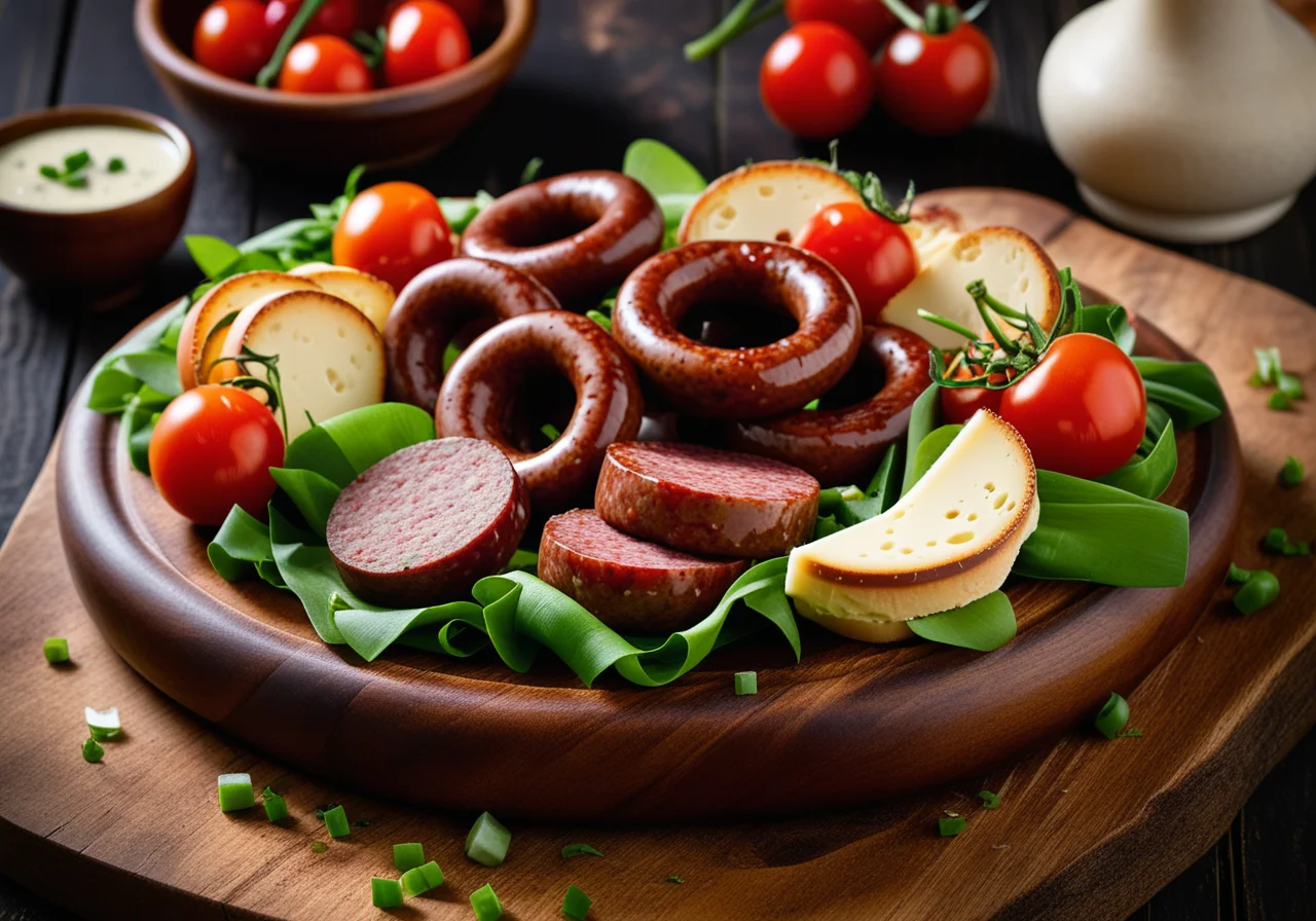 Cheese Sausage Salad with Tomatoes