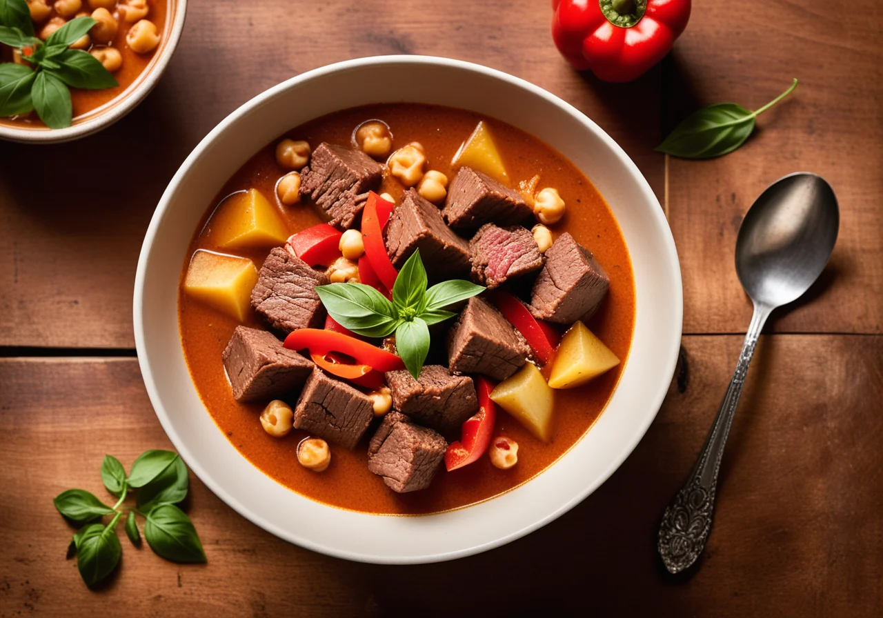 Beef Stew with Chickpeas and Bell Peppers