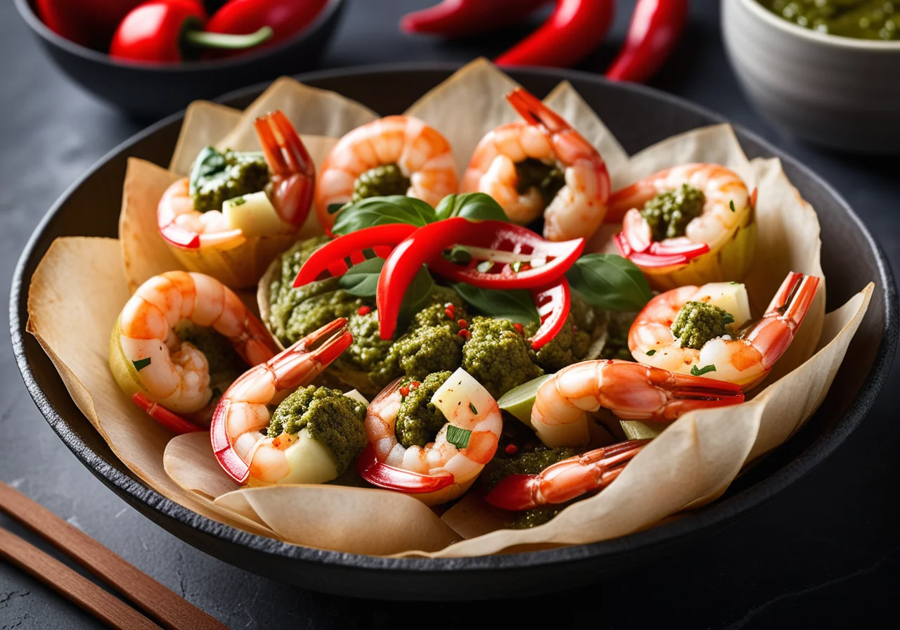 Rice Paper Shrimp Baskets