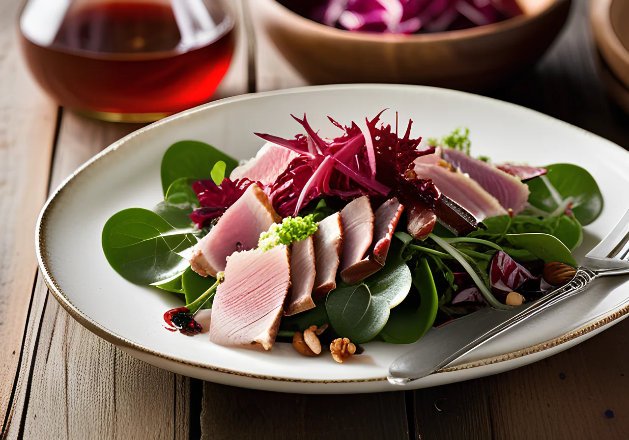 Field Salad with Tuna and Shallot Dressing