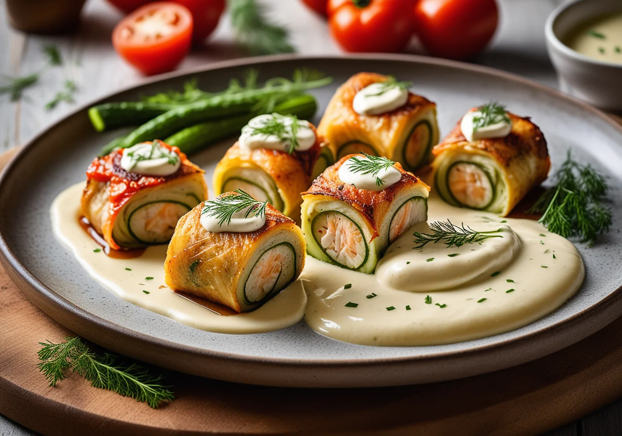 Baked Fish Zucchini Rolls