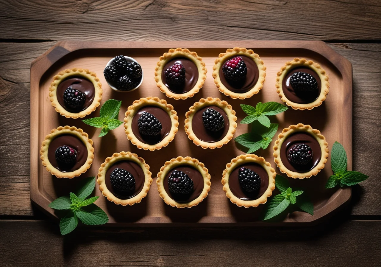 Tortelettes with Chocolate Avocado Cream and Berries