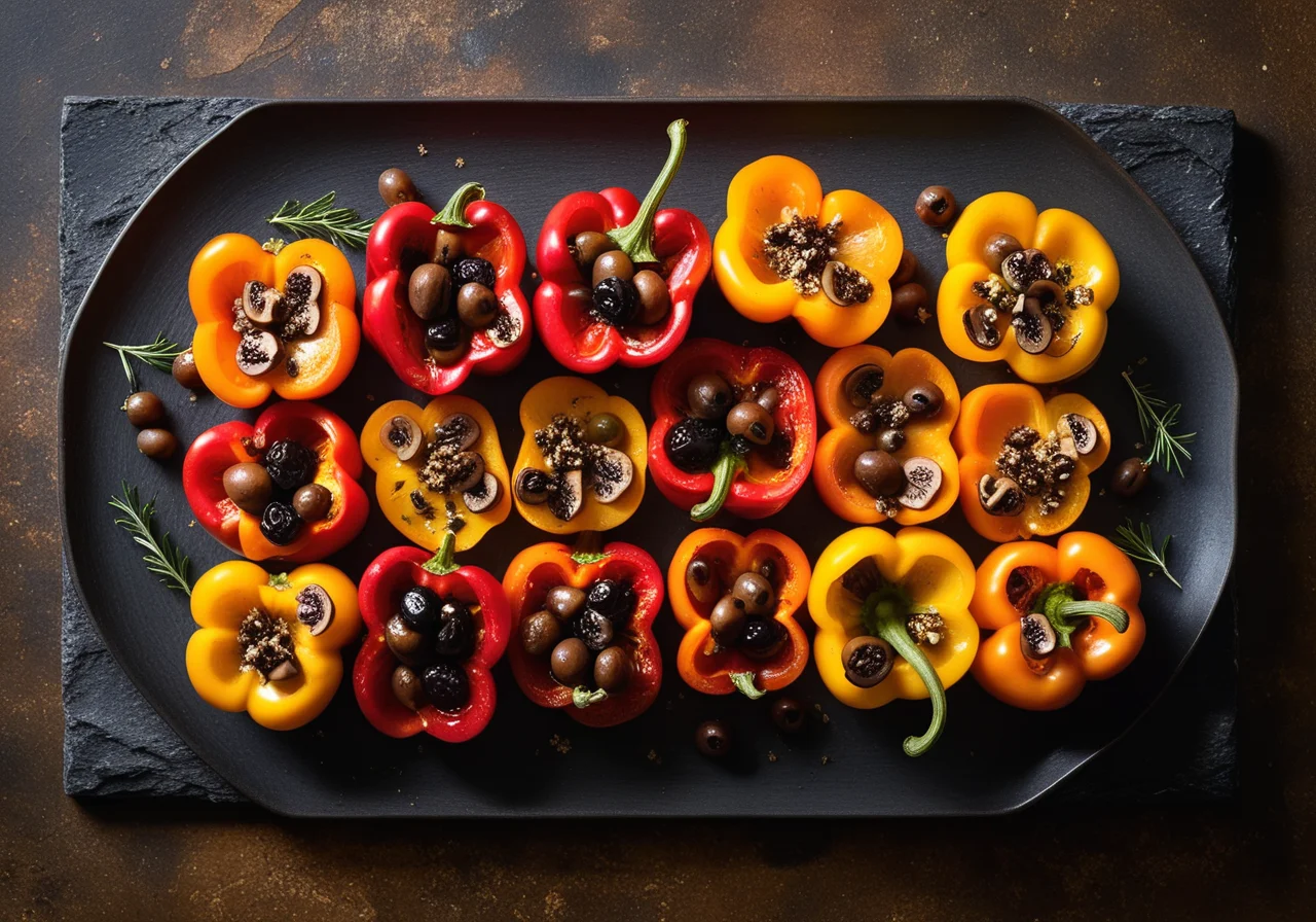Baked Bell Peppers and Mushrooms with Filling